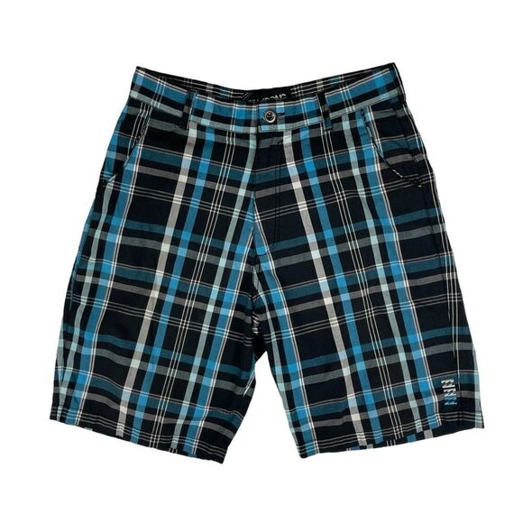 Billabong Chino Shorts Plaid Casual Summer Mid Length Flat Front Men's Size 32 - Picture 1 of 10
